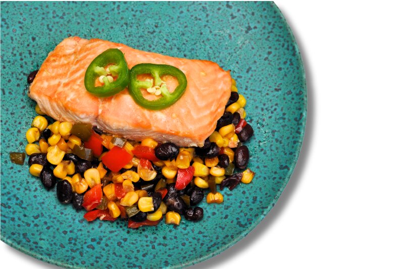 Honey-Jalapeno Salmon with Black Bean and Corn Salad